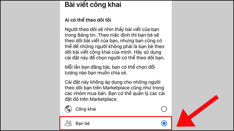 Ở mục Ai có thể theo dõi tôi, chọn Bạn bè.